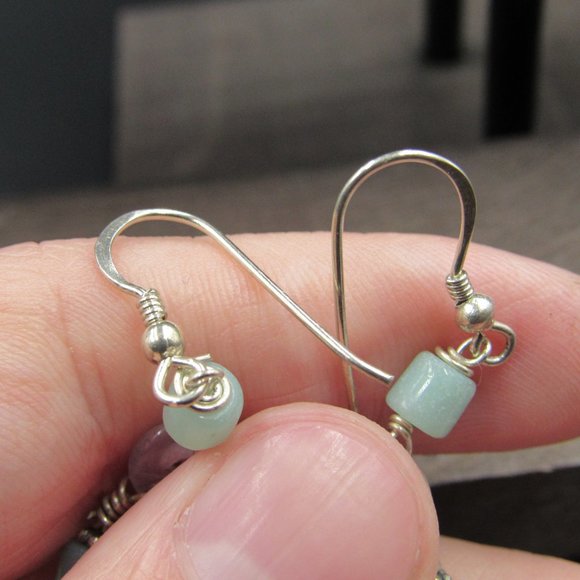 Sterling Silver Amethyst & Chrysoprase Earrings - Picture 3 of 6